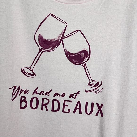 J.CREW Women's Graphic You Had Me At Bordeaux Short Sleeve Crewneck Tee Sz L - Picture 3 of 8